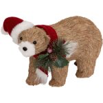D�co de no�l ours marron avec bonnet rouge l 31 cm - feeric christmas