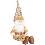 Dco de nol personnage assis beige et dor paillet h 52 cm - feeric christmas