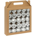 Déco de sapin lot de 25 boules de noël d 6 cm - argenté et blanc - feeric christmas Déco de sapin lot de 25 boules de noël d 6 cm - argenté et blanc - feeric christmas