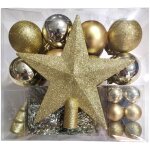 D�co de sapin de no�l kit 44 pi�ces, boule, guirlande et cimier - dor� - feeric christmas