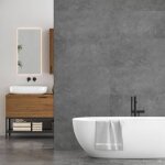 Decoon - lot de 8 dalles murales douche spc / pvc d�cor effet pierre gris - 38, 9x77, 8cm - 2, 42m�