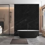 Decoon - lot de 8 dalles murales douche spc / pvc d�cor marbre noir satin� - 38, 9x77, 8cm - 2, 42m�