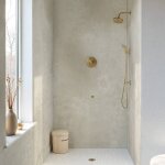 Decoon - lot de 8 dalles murales douche spc / pvc d�cor effet pierre beige - 38, 9x77, 8cm - 2, 42m�