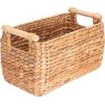 Decorasian panier de rangement tress� en jacinthe d'eau ? jonc de mer long et �troit avec poign�e en ...