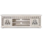 Decoration d ? autrefois - meuble tv en bois manguier blanc vieilli