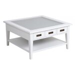 Decoration d ? autrefois - table basse carrée plateau vitré - bois - blanc - interior's Decoration d ? autrefois - table basse carrée plateau vitré - bois - blanc - interior's