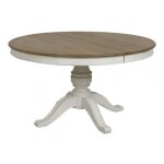 Decoration d ? autrefois - table ronde extensible pour 6 � 10 pers - bois - blanc - interior's
