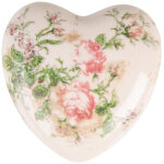 D�coration coeur c�ramique beige rose 11x11x4cm