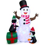 Costway d�coration gonflable de bonhomme de neige de no�l de 180 cm avec pingouins, d�coration de no�l ...