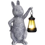 Decoration jardin exterieur - statue de lapin en r�sine - lanterne solaire exterieur - figurine de lapin ...