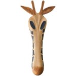 D�coration murale boh�me swahili en bois de manguier fait main motif animal girafe marron ekpoma