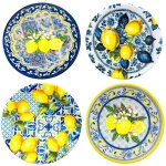 D�coration murale citron, lot de 4 assiettes en c�ramique pour int�rieur et ext�rieur