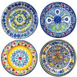 D�coration murale d�corative vintage au design hydraulique, lot de 4 assiettes en c�ramique pour d�coration ...