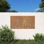 The living store - dcoration murale jardin 105x55cm acier corten design d'horizon brun