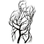 Dcoration murale en mtal couple arbre de vie (amoureux qui s'embrassent) - sculpture noire minimaliste ...