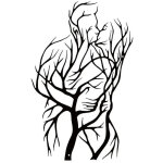 D�coration murale en m�tal couple arbre de vie (amoureux qui s'embrassent) - sculpture noire minimaliste ...