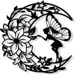 D�coration murale m�tal noire deco murale en m�tal de f�e de fleur de lune sculptures d�coration chambre ...