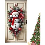 D�coration de no�l ? bonhomme de neige 180 x 90 cm ? d�coration de porte d'entr�e de vacances avec n?ud ...
