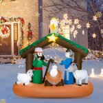 Goplus d�coration no�l ext�rieur gonflables, cr�che de noel sc�ne de naissance de j�sus gonflable, avec ...