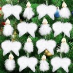 Decoration noel sapin blanche plume, 16 pcs, ailes d'ange plumes suspendues, ornement sapin plume pendentifs ...