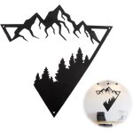 Dcoration ornement sculpture mtal dcor - 3d noir mur suspendre art, montagnes et arbres, dco murale ...