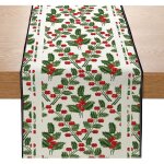 Feiyue - dcoration de table festive, nappe de nol brode 33cmx180cm, style 9