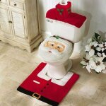 D�corations de toilette de no�l - si�ge de toilette bonhomme de neige rouge et blanc - ahlsen
