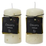 Bougie en cire blanche, 2 modèles, ø5x10cm. decoris Bougie en cire blanche, 2 modèles, ø5x10cm. decoris