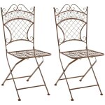Dcoshop26 - lot de 2 chaises pliables pour jardin terrasse balcon design rustique en mtal marron vieilli ...