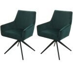 Décoshop26 - lot de 2 chaises de salle à manger avec accoudoirs siège rotatif en tissu vert 040007380 ... Décoshop26 - lot de 2 chaises de salle à manger avec accoudoirs siège rotatif en tissu vert 040007380 ...