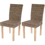 Décoshop26 - lot de 2 chaises de salle à manger coins et bords arrondis en kubu rotin 040007392 Décoshop26 - lot de 2 chaises de salle à manger coins et bords arrondis en kubu rotin 040007392