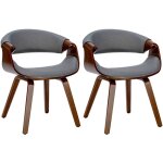 Dcoshop26 - lot de 2 chaises de la salle  manger design retro en structure en bois couleur noyer et ...