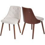 Dcoshop26 - lot de 2 chaises de salle  manger dossier avec boutons dcoratifs cadre en bois aspect ...