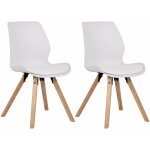 Dcoshop26 - lot de 2 chaises de salle  manger en plastique blanc style scandinave pieds bois cds101141 ...