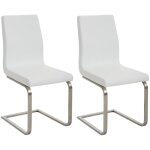 Dcoshop26 - lot de 2 chaises de salle  manger style cantilever en pvc blanc pieds forme luge en acier ...