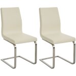 Dcoshop26 - lot de 2 chaises de salle  manger style cantilever en tissu crme pieds forme luge en acier ...