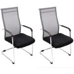 Dcoshop26 - lot de 2 fauteuils de bureau chaises visiteur avec accoudoirs en maille gris et mtal chrom ...