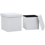 Décoshop26 - lot de 2 tabourets assises poufs de rangement pliables en pvc blanc dec026385 Décoshop26 - lot de 2 tabourets assises poufs de rangement pliables en pvc blanc dec026385