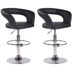 Décoshop26 - lot de 2 tabourets de bar assise moderne en pvc noir pieds et repose - pieds en métal chromé ... Décoshop26 - lot de 2 tabourets de bar assise moderne en pvc noir pieds et repose - pieds en métal chromé ...