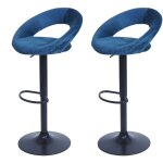 Dcoshop26 - lot de 2 tabourets de bar chaises de comptoir bistro structure en fer noir assise en velours ...