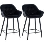 Dcoshop26 - lot de 2 tabourets de bar chaises hautes assise effet capitonne en velours noir et mtal ...