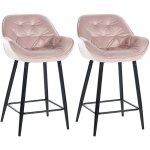 Dcoshop26 - lot de 2 tabourets de bar chaises hautes assise effet capitonne en velours rose et mtal ...