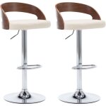Dcoshop26 - lot de 2 tabourets de bar chaises hautes design rtro en pvc crme et bois courb dec029658 ...