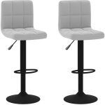 Dcoshop26 - lot de 2 tabourets de bar chaises hautes hauteur rglable en velours gris clair et acier ...