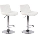 Dcoshop26 - lot de 2 tabourets de bar chaises hautes en pvc blanc coutures verticales support en mtal ...