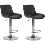Décoshop26 - lot de 2 tabourets de bar chaises hautes en pvc noir coutures verticales support en métal ... Décoshop26 - lot de 2 tabourets de bar chaises hautes en pvc noir coutures verticales support en métal ...