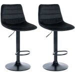 D�coshop26 - lot de 2 tabourets de bar chaises hautes avec repose - pieds incurv� en velours noir structure ...