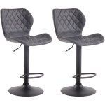 Dcoshop26 - lot de 2 tabourets de bar avec coutures dcoratives en forme de losanges en pvc gris et ...