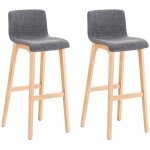 Dcoshop26 - lot de 2 tabourets de bar design avec structure de 4 pieds en bois et assise en tissu gris ...