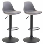 Dcoshop26 - lot de 2 tabourets de bar moderne et confortable assise en pvc gris coque en plastique et ...